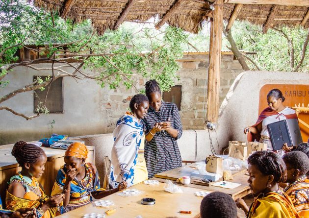 Masai workers making jewellery