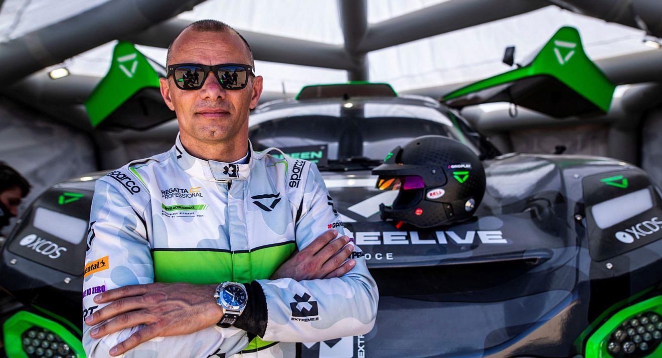 Veloce team driver wearing Pala sustainable sunglasses