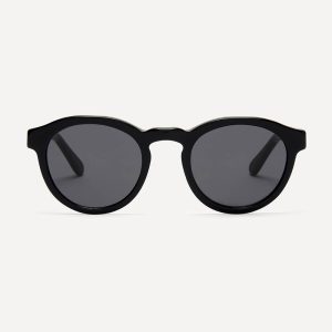 mens round black sunglasses in sustainable bio acetate