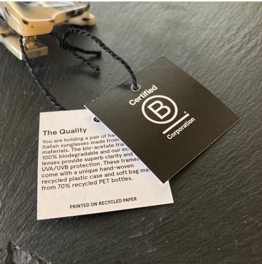 Pala swung tags from recycled card