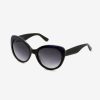 Amara BlackBlue - Archive Sale 2 Side angle of cateye oversized ethical sunglasses in black