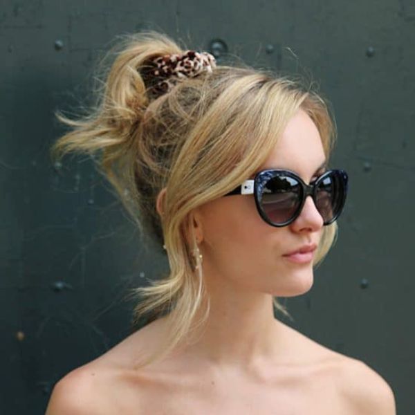 Amara BlackBlue - Archive Sale 4 Woman wearing cateye oversized ethical sunglasses in black