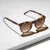 Asha Sunflower - Archive Sale 2 side angle of tortoiseshell round eco friendly sunglasses
