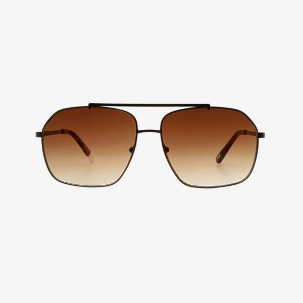 angular aviator sunglasses with brown lenses