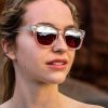 woman wearing Grey wayfarer sunglasses in eco friendly material