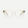 Anansa Almond - Front Sustainable clear almond coloured cat eye glasses handmade from bio-acetate in Italy.