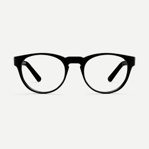 Recycled black acetate panto frames. Vintage round glasses with a keyhole nose bridge.