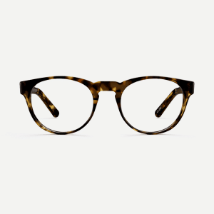 Cinnamon brown tortoiseshell acetate panto frames. Vintage round glasses with a keyhole nose bridge.