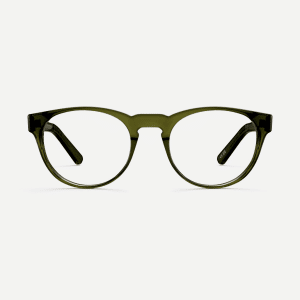 Forest green panto frames. Vintage round glasses with a keyhole nose bridge made from eco-friendly bio-acetate.