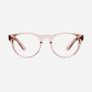 Pink quartz feminine panto frames. Vintage round glasses with a keyhole nose bridge.
