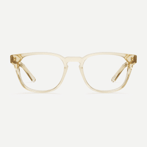 Classic square citrine glasses with a keyhole nose bridge detail. Made from sustainable bio-acetate.