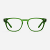 Timamu Emerald - Front Classic square emerald green glasses with a keyhole nose bridge detail. Made from sustainable bio-acetate.