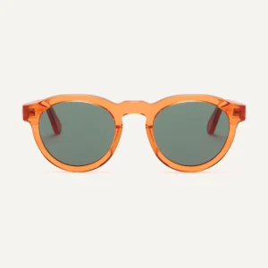 Pala sustainable round orange sunglasses in eco friendly bio-acetate