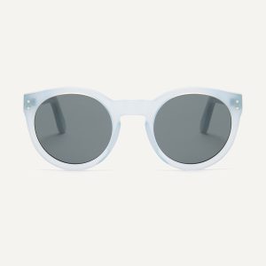 Pala's bestselling round frame Baobab. The new glacier blue mono colourway is made from eco friendly materials and comes with grey eco lenses. Great for small faces and retro styling.