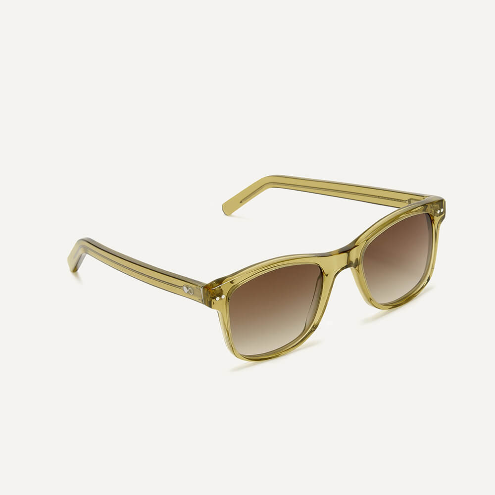 Jabali Gold Polarised Side - Grey JPEG Square wayfarer square sunglasses frame in crystal yellow gold bio-acetate and brown polarised lenses.