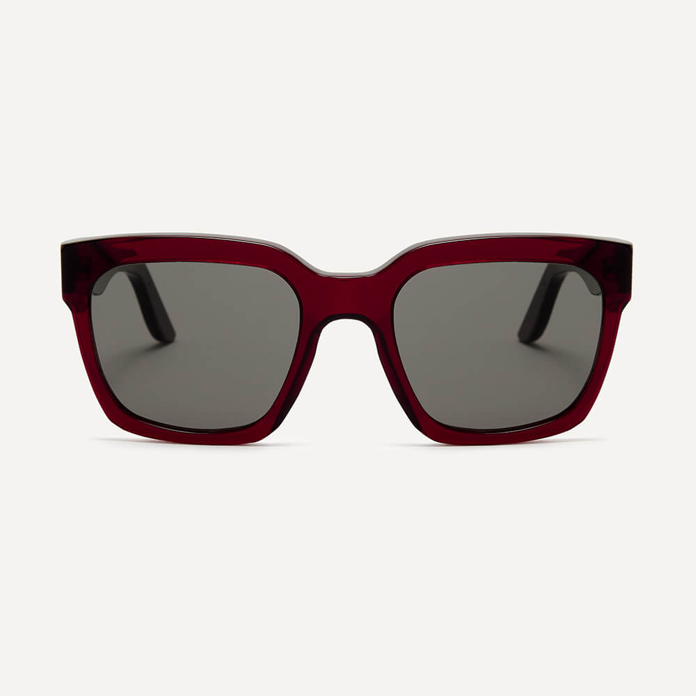 Pala Eyewear Thabo Sunglasses Frame In Ruby Red Bio-Acetate. Oversized square style