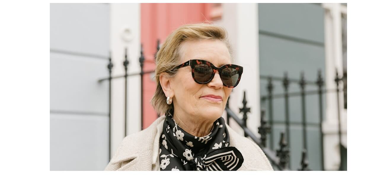 women wearing glamourous cateye sunglasses in pink acetate